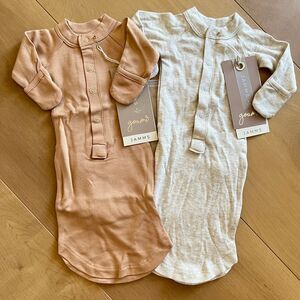 NWT Goumi Kids Baby Gown Lot Storm Gray Sandstone SZ Preemie Bamboo Baby Sleeper